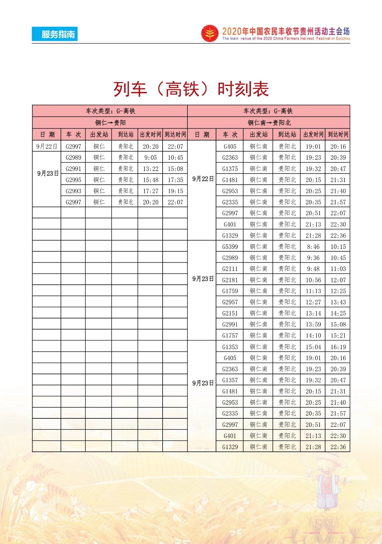 2020年“中国农民丰收节”贵州活动主会场活动指南