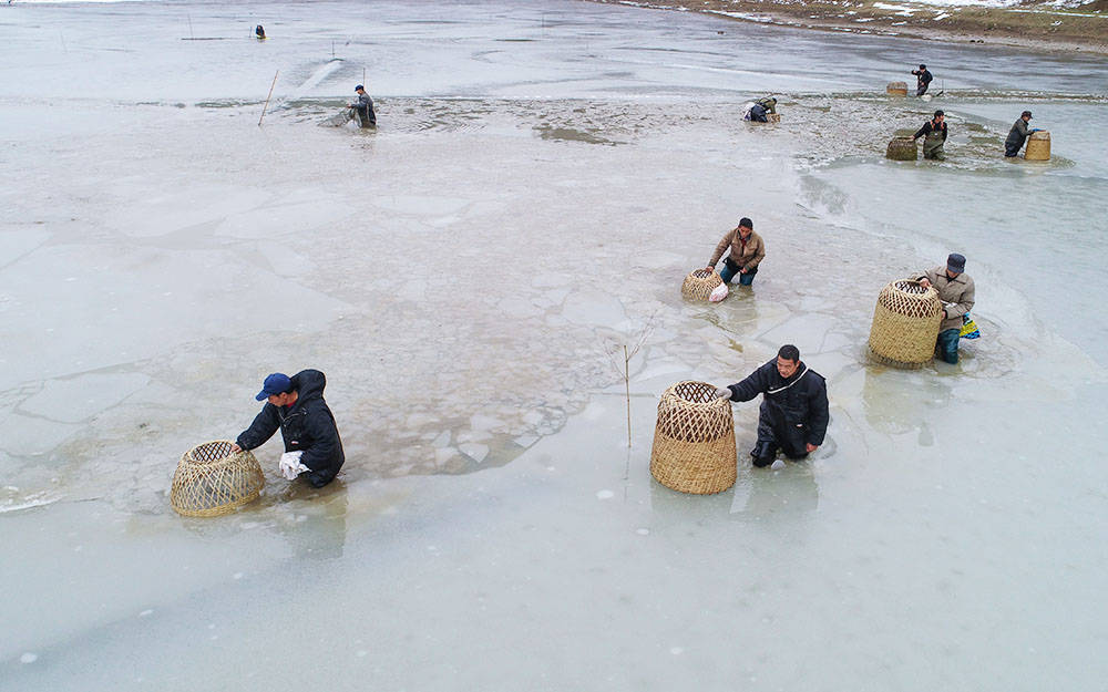 松桃：雪地捕鱼　迎新年