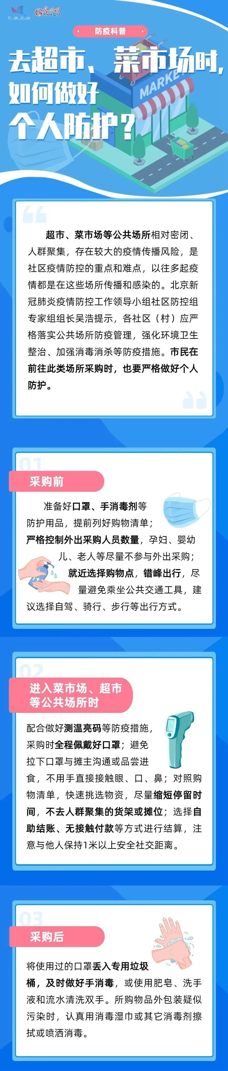 去超市、菜市场时，如何做好个人防护？